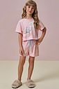 Conjunto de pijama de blusa em meia malha com shorts em malha comfy 95999 Infanti Infantil Menina Conjunto de pijama de blusa em meia malha com shorts em malha comfy 95999 Infanti Infantil Menina
