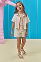 Trio de regata em ribana, camisa e shorts em linho deluxe 95903 Kukiê Infantil Menina Trio de regata em ribana, camisa e shorts em linho deluxe 95903 Kukiê Infantil Menina