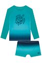 Conjunto de camiseta e sunga em malha UV dry com proteção UV50+ 96111 LucBoo Infantil Menino