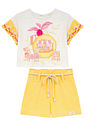 Conjunto de blusa em malha fresh e shorts em malha waffle 94799 Kukiê Infantil Menina Conjunto de blusa em malha fresh e shorts em malha waffle 94799 Kukiê Infantil Menina