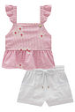 Conjunto de bata em tricoline bordado flores com shorts em sarja com elastano 98906 Infanti Infantil Menina Conjunto de bata em tricoline bordado flores com shorts em sarja com elastano 98906 Infanti Infantil Menina