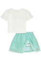 Conjunto de blusa em mela malha e saia em tule com elastano com shorts embutido 93633 Kukiê Infantil Menina Conjunto de blusa em mela malha e saia em tule com elastano com shorts embutido 93633 Kukiê Infantil Menina