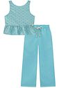 Conjunto de bata em linho bordado e calça mariner em tecido linho 97017 Infanti Infantil Menina Conjunto de bata em linho bordado e calça mariner em tecido linho 97017 Infanti Infantil Menina