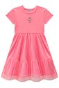 Vestido em canelado e tule brilho 98049 Kukiê Infantil Menina