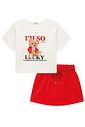 Conjunto de blusa em meia malha e short saia em canelado liz 95662 Lilimoon Teen Menina