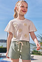 Conjunto de blusa em meia malha e shorts em linho com elastano 97539 Infanti Infantil Menina