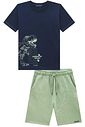 Conjunto de camiseta em meia malha e bermuda em moletwill com elastano 94845 LucBoo Infantil Menino Conjunto de camiseta em meia malha e bermuda em moletwill com elastano 94845 LucBoo Infantil Menino