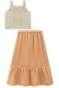 Conjunto de blusa em linho deluxe com saia midi em viscose 99162 Infanti Infantil Menina Conjunto de blusa em linho deluxe com saia midi em viscose 99162 Infanti Infantil Menina