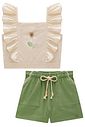 Conjunto de blusa em linho deluxe e shorts em linho com elastano 98552 Infanti Infantil Menina Conjunto de blusa em linho deluxe e shorts em linho com elastano 98552 Infanti Infantil Menina