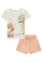 Conjunto de blusa em meia malha e shorts em moletom sem pelúcia 94942 Infanti Infantil Menina