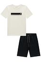 Conjunto de camiseta em meia malha e bermuda em moletom sem pelúcia 96840 Johnny Fox Teen Menino Conjunto de camiseta em meia malha e bermuda em moletom sem pelúcia 96840 Johnny Fox Teen Menino