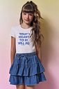 Blusa em cotton e saia em jeans com elastano 96905 Vic Teen Menina Blusa em cotton e saia em jeans com elastano 96905 Vic Teen Menina