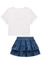 Blusa em cotton e saia em jeans com elastano 96905 Vic Teen Menina Blusa em cotton e saia em jeans com elastano 96905 Vic Teen Menina