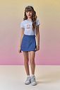Conjunto de blusa em cotton e short saia em malha denim 96864 Vic Teen Menina Conjunto de blusa em cotton e short saia em malha denim 96864 Vic Teen Menina