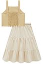 Conjunto de blusa em blend de viscose e saia midi em linho santorine com elastano 96501 Infanti Infantil Menina Conjunto de blusa em blend de viscose e saia midi em linho santorine com elastano 96501 Infanti Infantil Menina