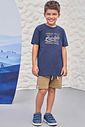 Conjunto de camiseta em meia malha e bermuda em moletom sem pelúcia 99618 LucBoo Infantil Menino