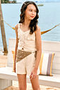 Conjunto de regata e shorts em linho com elastano 94417 Vic Teen Menina Conjunto de regata e shorts em linho com elastano 94417 Vic Teen Menina