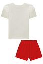 Conjunto de blusa em canelado liz e shorts em malha enrugada 96657 Infanti Infantil Menina Conjunto de blusa em canelado liz e shorts em malha enrugada 96657 Infanti Infantil Menina