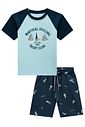 Conjunto de camiseta em meia malha e bermuda em molevisco com elastano 98226 LucBoo Infantil Menino