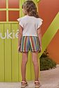 Conjunto de blusa em malha fresh e shorts em tecido tricô 98012 Kukiê Infantil Menina