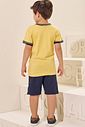Conjunto de camiseta em meia malha e bermuda em sarja girassol com elastano 96986 LucBoo Infantil Menino