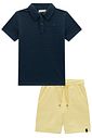 Conjunto de camisa polo em malha textura e bermuda em sarja ônix com elastano 98234 LucBoo Infantil Menino Conjunto de camisa polo em malha textura e bermuda em sarja ônix com elastano 98234 LucBoo Infantil Menino