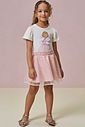 Conjunto de blusa em cotton e saia em tule paetê. Com shorts embutido 95863 Infanti Infantil Menina