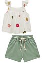 Conjunto de bata em viscose bordado e shorts em sarja com elastano 96500 Infanti Infantil Menina