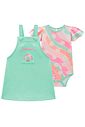 Conjunto de body em malha comfy e salopete em moletom sem pelúcia 98036 Kukiê Bebê Menina
