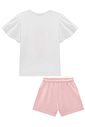 Conjunto de blusa em meia malha e shorts em moletom sem pelúcia 96267 Infanti Infantil Menina