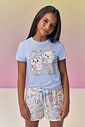Conjunto de pijama com blusa em meia malha e shorts em malha fresh 95091 Vic Teen Menina Conjunto de pijama com blusa em meia malha e shorts em malha fresh 95091 Vic Teen Menina