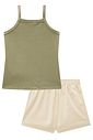 Conjunto de regata em cotton e short saia em linho santorini com elastano 98397 Kukiê Infantil Menina