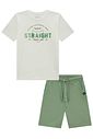 Conjunto de camiseta em meia malha e bermuda em sarja stretch com elastano 96837 Johnny Fox Teen Menino Conjunto de camiseta em meia malha e bermuda em sarja stretch com elastano 96837 Johnny Fox Teen Menino