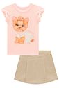 Conjunto de blusa em cotton e short saia em sarja com elastano 99210 Kukiê Infantil Menina Conjunto de blusa em cotton e short saia em sarja com elastano 99210 Kukiê Infantil Menina