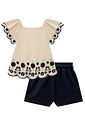Conjunto de blusa em cotton e short em linho santorini com elastano 21812 Kukiê Infantil Menina Conjunto de blusa em cotton e short em linho santorini com elastano 21812 Kukiê Infantil Menina