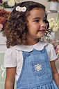Conjunto de body em cotton com salopete em jeans 99190 Infanti Bebê Menina