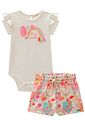 Conjunto de body em suedine e short em molecotton 99572 Kukiê Bebê Menina