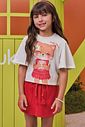 Conjunto de blusa em malha fresh e short saia em piquet 97991 Kukiê Infantil Menina