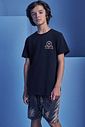 Conjunto de camiseta em meia malha e bermuda em nylon ergonomic com elastano 98696 Johnny Fox Teen Menino
