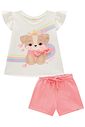 Conjunto de bata em meia malha com shorts em moletom sem pelúcia 94656 Infanti Infantil Menina Conjunto de bata em meia malha com shorts em moletom sem pelúcia 94656 Infanti Infantil Menina