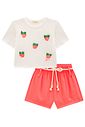 Conjunto de blusa em meia malha e shorts em viscose 98551 Infanti Infantil Menina