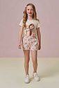 Conjunto de blusa em meia malha e shorts em moletom sem pelúcia 93393 Infanti Infantil Menina