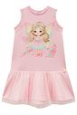 Vestido em fly tech e tule com elastano 99302 Infanti Infantil Menina