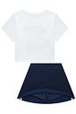 Conjunto de blusa em meia malha e saia em soft line com shorts embutido 96912 Vic Teen Menina Conjunto de blusa em meia malha e saia em soft line com shorts embutido 96912 Vic Teen Menina