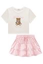 Conjunto de blusa em meia malha, saia em tricoline com elastano e shorts embutido 96868 Vic Teen Menina Conjunto de blusa em meia malha, saia em tricoline com elastano e shorts embutido 96868 Vic Teen Menina