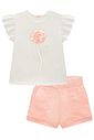 Conjunto de blusa em cotton e shorts em tricoline listrado 99647 Kukiê Infantil Menina