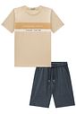 Conjunto de camiseta em meia malha e bermuda em cotton jeans com elastano 96976 LucBoo Infantil Menino Conjunto de camiseta em meia malha e bermuda em cotton jeans com elastano 96976 LucBoo Infantil Menino