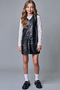 Conjunto de blusa em canelado liz e vestido em couro sintético 89511 Lilimoon Teen Menina Conjunto de blusa em canelado liz e vestido em couro sintético 89511 Lilimoon Teen Menina