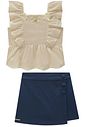 Conjunto de bata em tricoline com elastano e short saia em sarja com elastano 97093 Infanti Infantil Menina Conjunto de bata em tricoline com elastano e short saia em sarja com elastano 97093 Infanti Infantil Menina