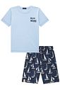 Conjunto de camiseta em meia malha e bermuda em nylon ergonômic com elastano 95390 LucBoo Infantil Menino Conjunto de camiseta em meia malha e bermuda em nylon ergonômic com elastano 95390 LucBoo Infantil Menino